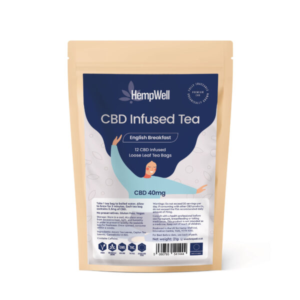CBD Infused Tea 40mg English Breakfast – 12 tea bags