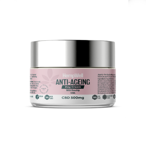 CBD Anti Ageing Day Cream with Rosehip 500mg | 50ml Glass Jar